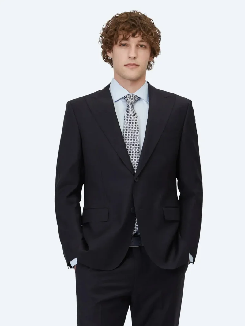 Kip Navy Blue Plain Modern Fit Wool Blended Suit