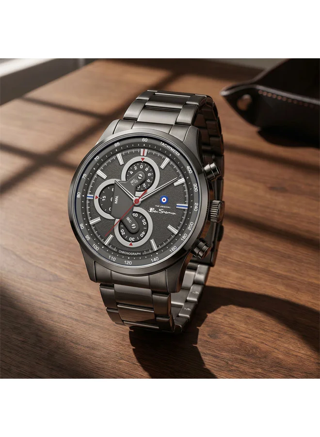 Ben Sherman Gunmetal Brighton Gunmetal Dial Gunmetal Stainless Steel Bracelet Chronograph Watch for Men, 43.5mm for Men | Best Price UAE