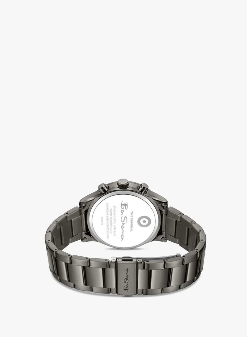 Ben Sherman Gunmetal Brighton Gunmetal Dial Gunmetal Stainless Steel Bracelet Chronograph Watch for Men, 43.5mm for Men | Best Price UAE