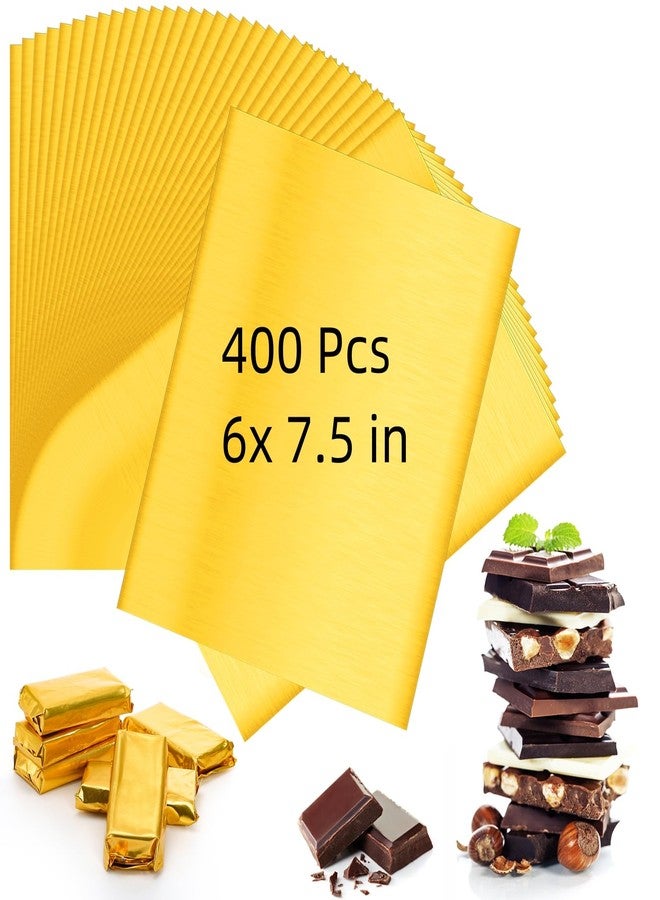 Coloch كولوش 400 قطعة من أغلفة ألواح الشوكولاتة، 6 × 7.5 بوصة، أغلفة ألواح حلوى من رقائق الألومنيوم الذهبية مع دعامة ورقية سميكة، أوراق فولد فولد لصنع الطعام والحلويات والشوكولاتة والفدج وألواح الفاكهة بنفسك - Image 1