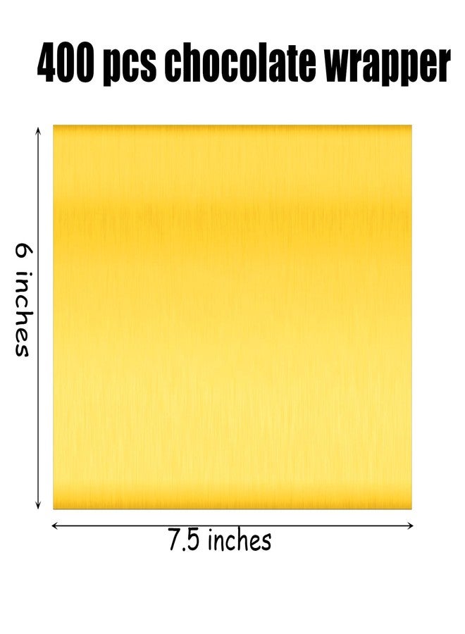 Coloch كولوش 400 قطعة من أغلفة ألواح الشوكولاتة، 6 × 7.5 بوصة، أغلفة ألواح حلوى من رقائق الألومنيوم الذهبية مع دعامة ورقية سميكة، أوراق فولد فولد لصنع الطعام والحلويات والشوكولاتة والفدج وألواح الفاكهة بنفسك - Image 2