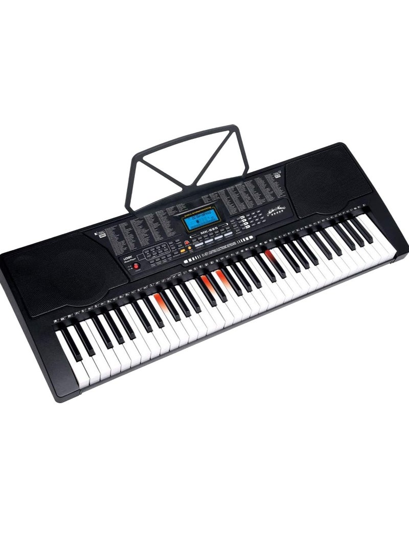 Mike Music - 61 Key Keyboard Piano for Beginners LCD Display MK825 Eletronic Keyboard Lighting Digital Piano Keyboard with Sheet Music Stand, Power Supply,Keyboard Stand, Piano Bench - Image 1