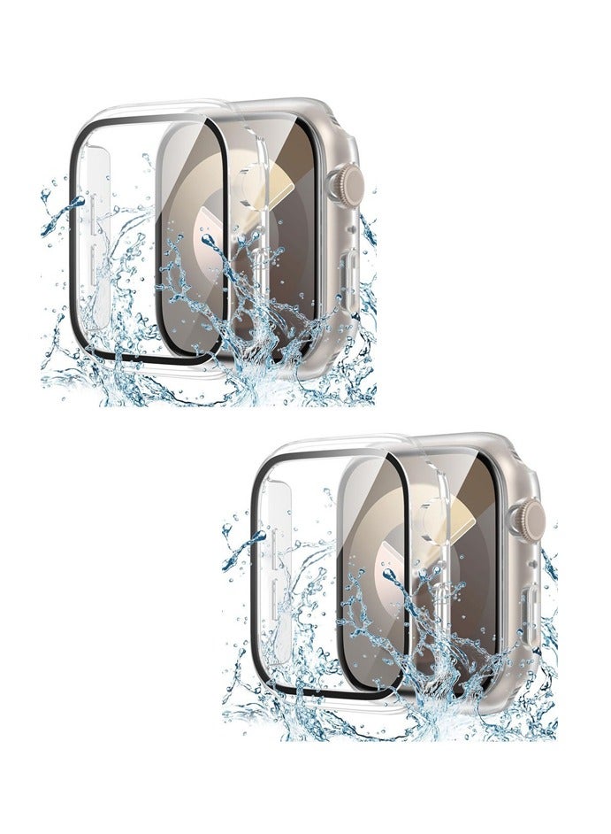 SahlTech 2-Pack Tempered Glass Full Cover for Apple Watch Series 10 (42mm) - Scratch/Water/Dust Proof with Unique Design Hard PC Frame, Clear - Image 1