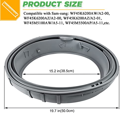 Techecook Upgraded DC97-16140P DC97-19755A Washer Door Boot(OEM) by Techecook - Replacement for Samsung Front Load Washer Door Seal WF45K6200AW WF45K6200AZ - Replace DC64-02174A,DC97-19755A,AP6002538,PS11735181 - Image 5