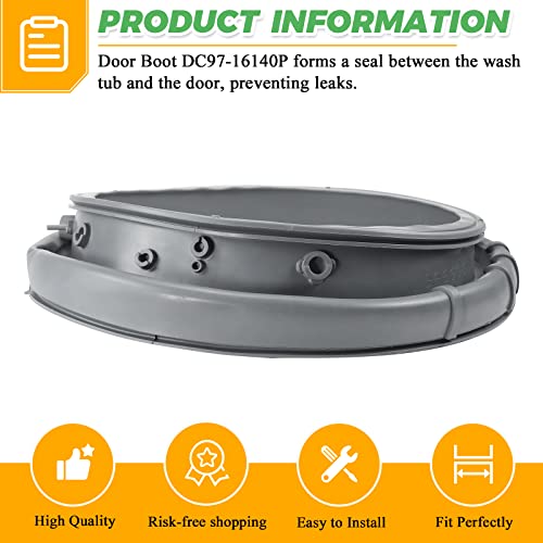 Techecook Upgraded DC97-16140P DC97-19755A Washer Door Boot(OEM) by Techecook - Replacement for Samsung Front Load Washer Door Seal WF45K6200AW WF45K6200AZ - Replace DC64-02174A,DC97-19755A,AP6002538,PS11735181 - Image 2