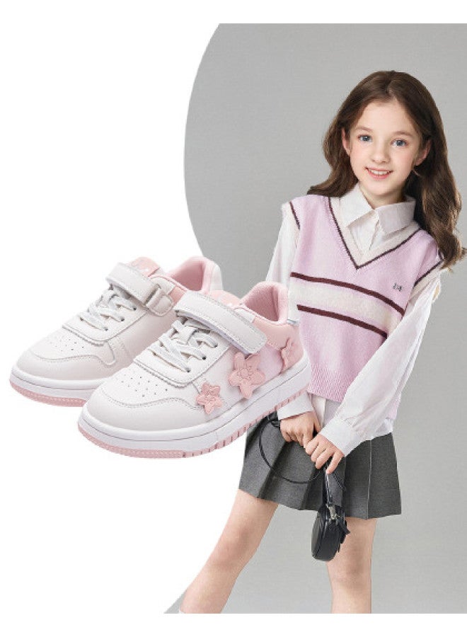 DEESHA New Arrival】 3d Floral Girls' School Versatile White Shoes, 2025 Spring/autumn Casual Sports Student Sneakers - Image 1