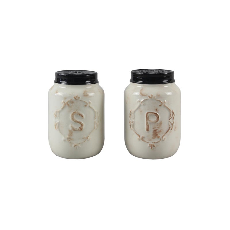 Youngs Inc Ceramic Country Salt Pepper Shaker Set Country Style Kitchen Decor Cute Kitchen Table Accessories and Decor 2 pcsSet Mini Shakers 25 Inch