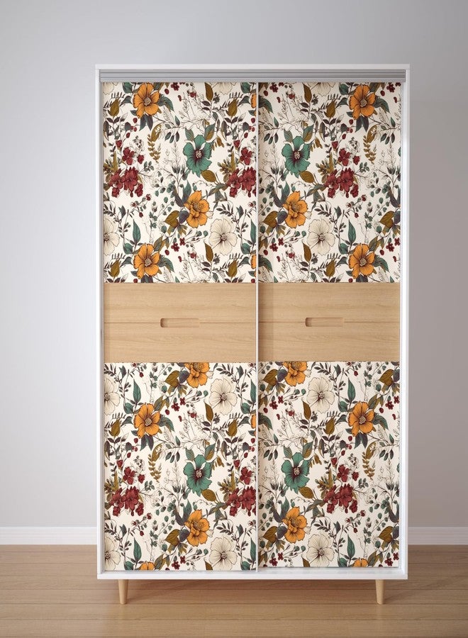 Danodoi Yellow Floral Wallpaper Peel and Stick Wallpaper Vinyl Wallpaper Stick and Peel Colorful Contact Paper for Cabinets Waterproof Self Adhesive Wall Paper for Kitchen Countertop Wall 17.5" x 118" - Image 4
