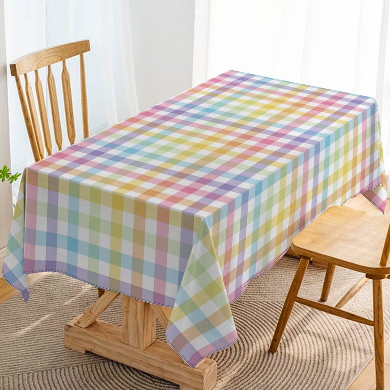 Hafangry Easter Buffalo Check Plaid Tablecloth Gingham Spring Party Decoration Rustic Kitchen Dining Room Table Cover (60" x 84") - Image 1