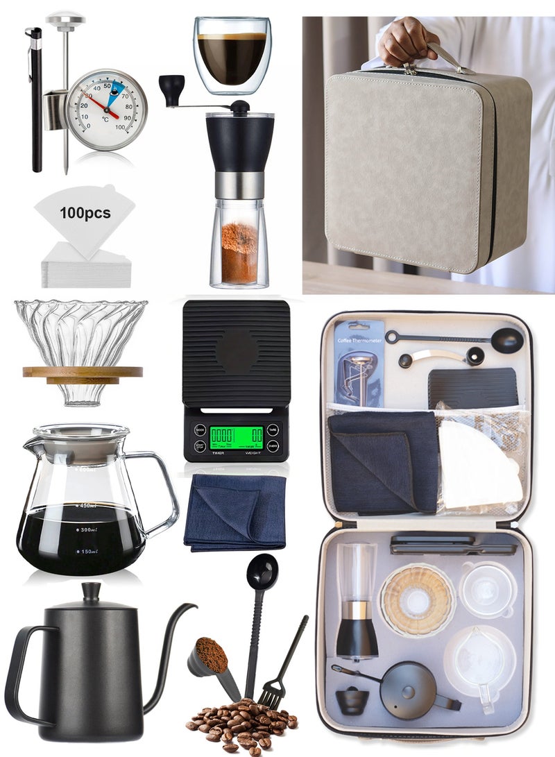 OMRAN CART V60 coffee set with v60 tools bag premium white case pour over coffee maker kit 13 pcs Coffee maker set drip coffee maker - special edition - Travel v60 - Pour over coffee tools bag  - Image 1