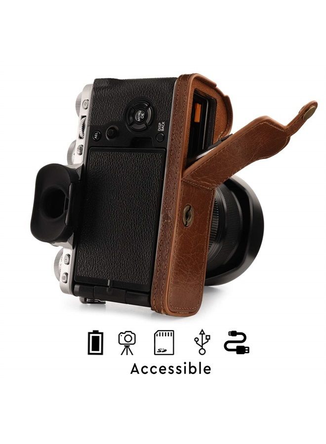 MegaGear MG1924 Ever Ready Genuine Leather Camera Half Case Compatible with Fujifilm X-T4 - Brown - Image 2