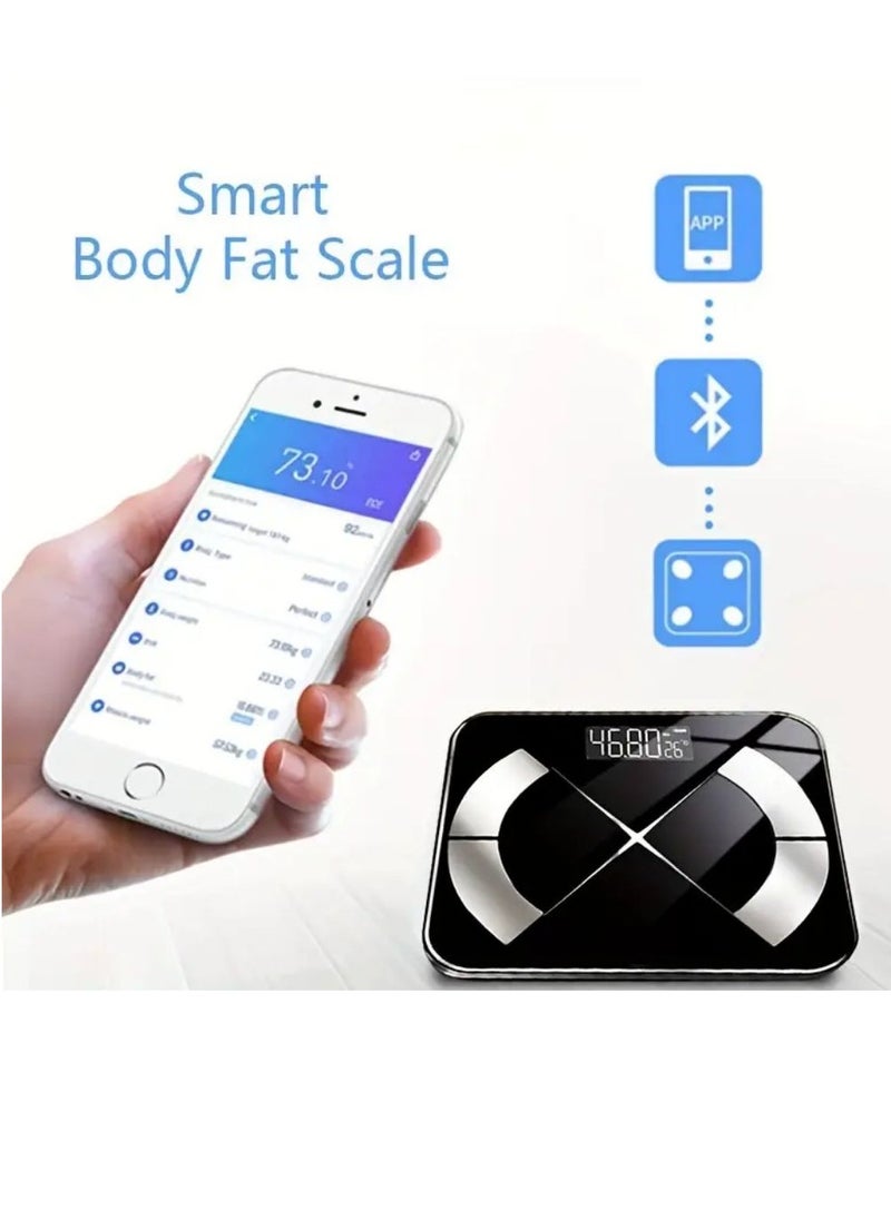 Weight Scale Smart Digital LED Weight Scale, Fat Measurement Weight Scale, Smartphone Wireless AAP Connection (Black)