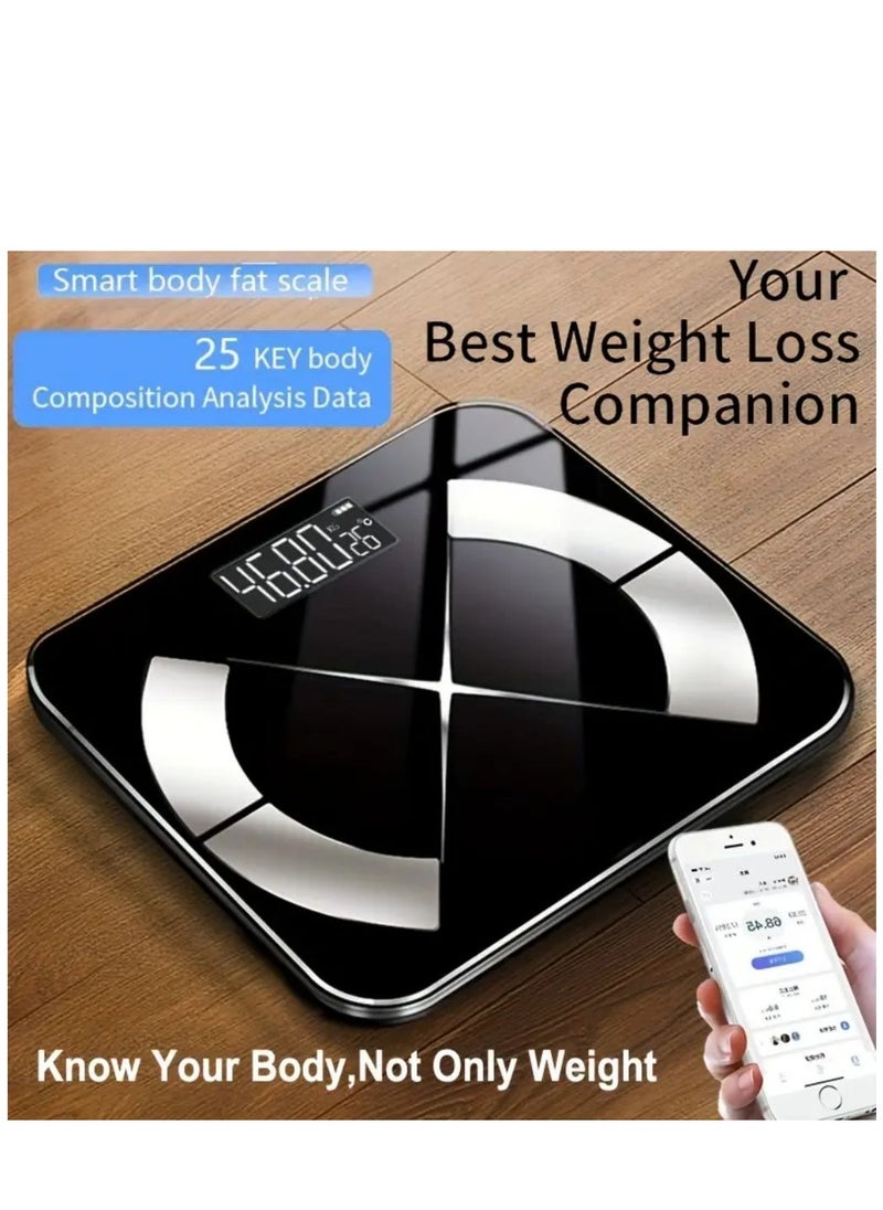 Weight Scale Smart Digital LED Weight Scale, Fat Measurement Weight Scale, Smartphone Wireless AAP Connection (Black)