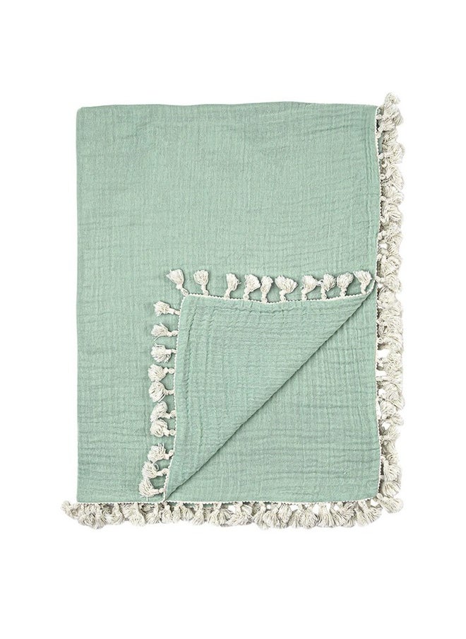 Crane BABY Muslin Swaddle Blanket Soft Cotton Lightweight Nursery And Stroller Blanket For Baby Boys & Girls Evergreen 30" X 40"  - Image 1