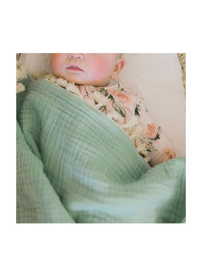 Crane BABY Muslin Swaddle Blanket Soft Cotton Lightweight Nursery And Stroller Blanket For Baby Boys & Girls Evergreen 30" X 40"  - Image 5
