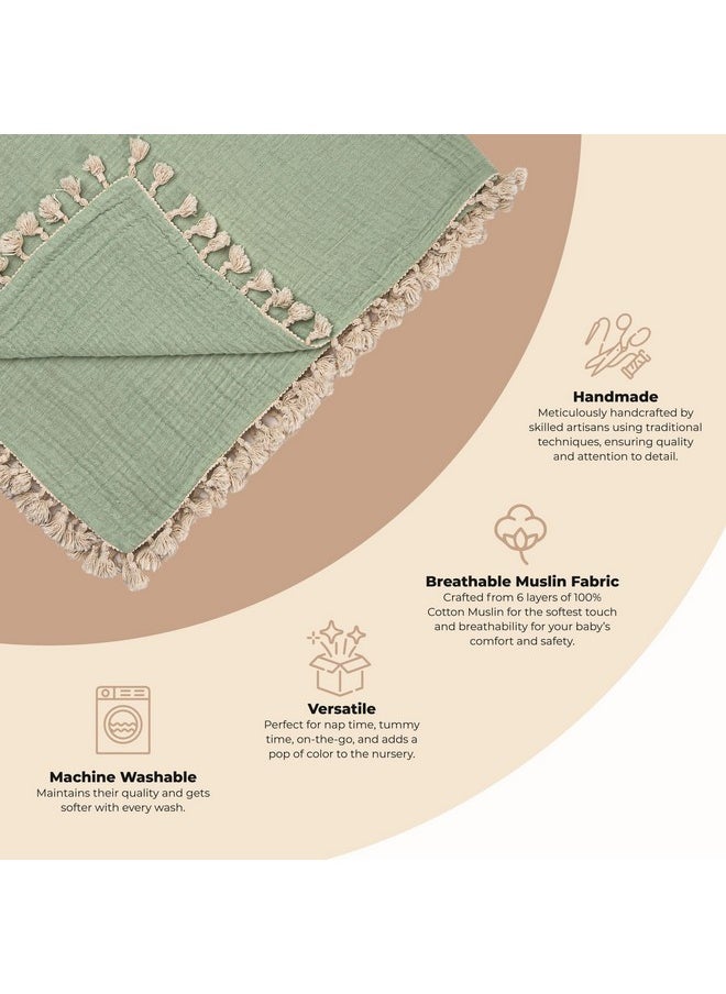 Crane BABY Muslin Swaddle Blanket Soft Cotton Lightweight Nursery And Stroller Blanket For Baby Boys & Girls Evergreen 30" X 40"  - Image 2