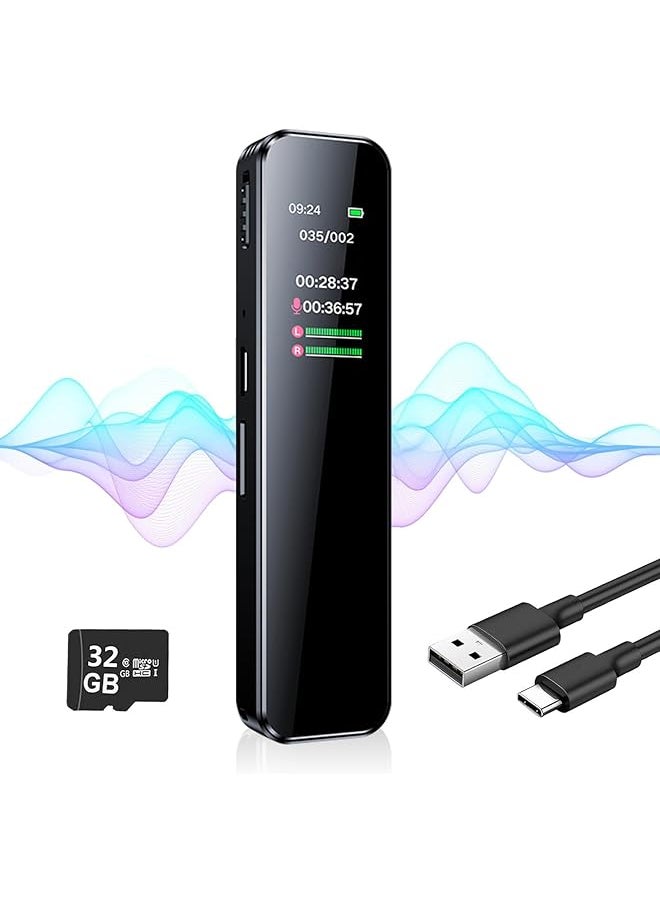 erorex Digital Voice Recorder 32Gb Portable Audio Recorder Voice Activated Recorder With Playback Password Timed Recording 1536Kbp Rechargeable Tape Recorder Mp3 Player For Lectures Meetings  - Image 1