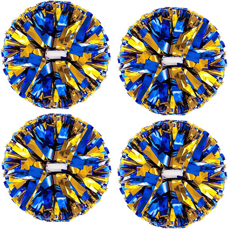 CREATIEE-PRO 4Pcs Metallic Cheerleading Pom Poms, Creatiee 2 Pair Cheerleader Cheering Squad Pompoms for School Sports Dance Games Team Spirit Cheer - Image 1