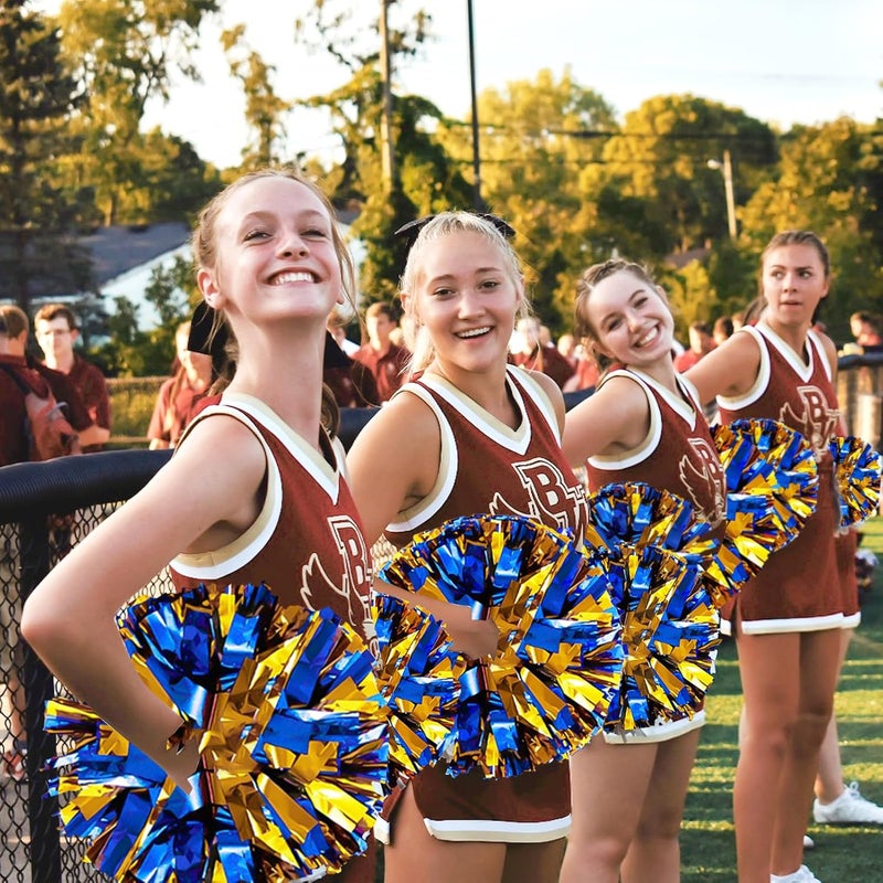 CREATIEE-PRO 4Pcs Metallic Cheerleading Pom Poms, Creatiee 2 Pair Cheerleader Cheering Squad Pompoms for School Sports Dance Games Team Spirit Cheer - Image 5