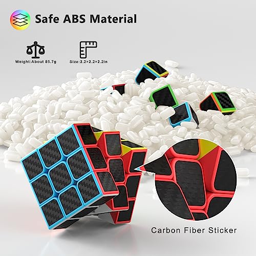 Vdealen 3x3x3 Speed Cube Set 6 Pack Speed Cube Bulk Magic Cube Set School Classroom Prize for Students Birthday Party Favors Stocking Stuffers Gifts for Kids Teens AdultsCarbon Fiber Sticker - Image 5
