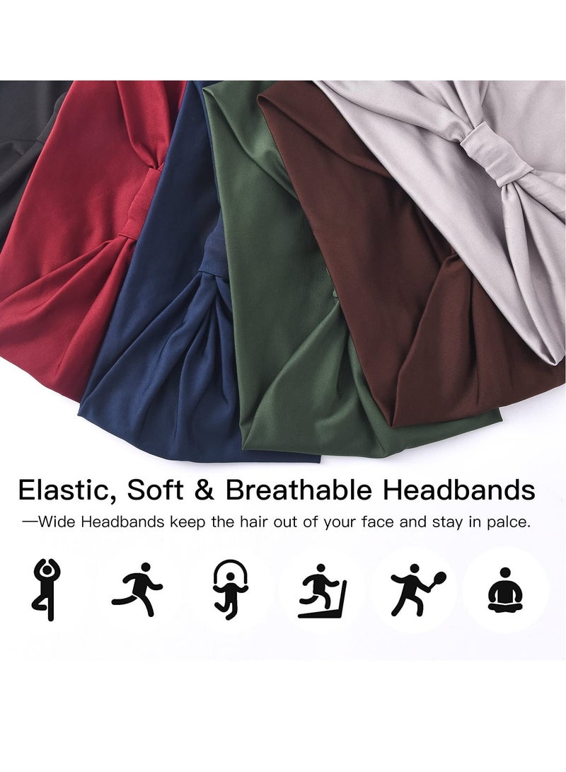 Yeshan Wide Headbands For Women Large African Bandana Headbands Non Slip Boho Headbands Yoga Running Sports Workout Gym Turbans Thick Headbands,Pack Of 6 - Image 3