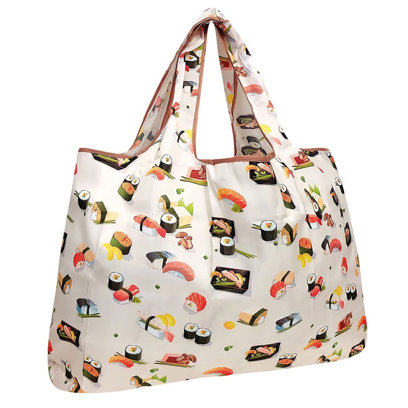allydrew Large Foldable Tote Nylon Reusable Grocery Bag  Sushi - Image 1