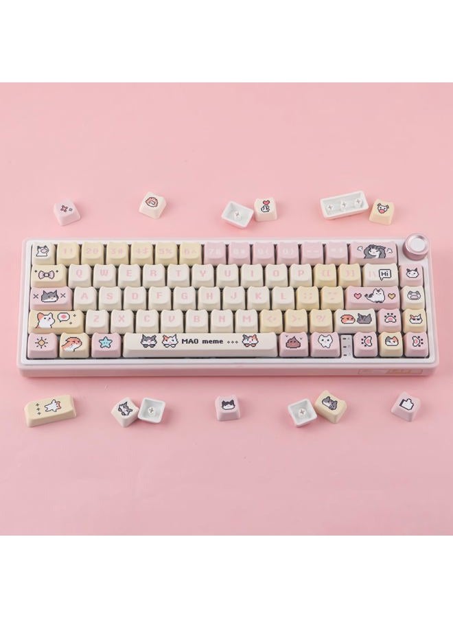 TYRIXKI PBT Keycaps 132 Keys Pixel Cat Keycaps Dye-Sublimation Cute Keycap Mao Profile Custom Keycap for Cherry Gateron MX Swithes Mechanical Gaming Keyboards - Image 3