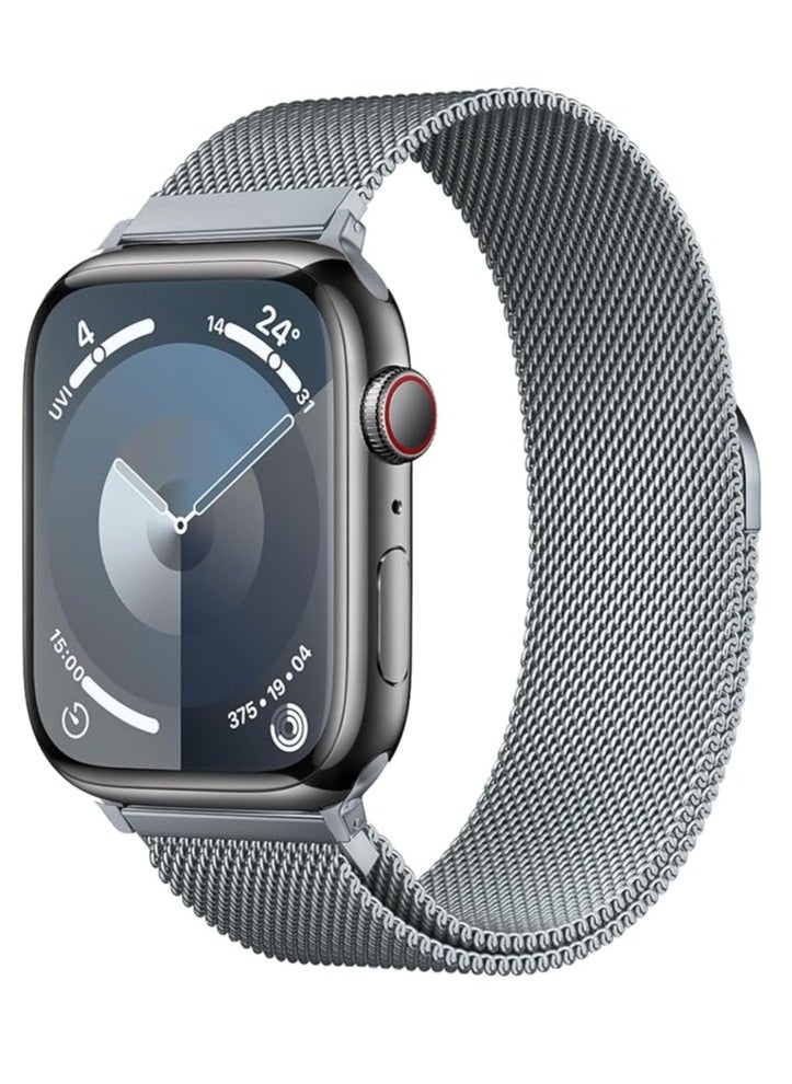 Generic - Metal Loop For Apple Watch Band 42mm 44mm 45mm 49mm for iWatch Bands Series Ultra SE 10 9 8 7 6 5 4 3 2 1 Women Men, Stainless Steel Strap with Magnetic Clasp - Image 1