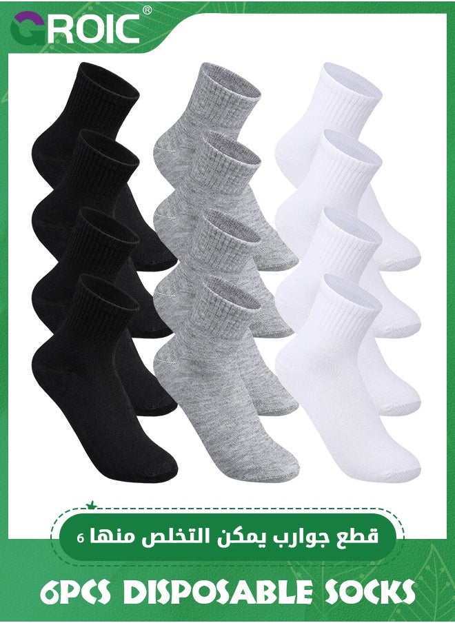 GROIC 6 Pairs Disposable Socks for Travel,Compressed Ankle Socks for Men and Women,Disposable compressed socks,Running Socks Arch Support Breathable  - Image 1