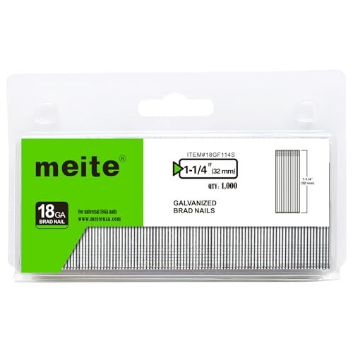 meite 18 Gauge Brad Nails, 1-1/4 Inch 18GA Brad Nails Galvanized Small Finishing Nail Gun Nails for Pneumatic, Electric Brad Nailer Gun (1,000 Counts) - Image 1