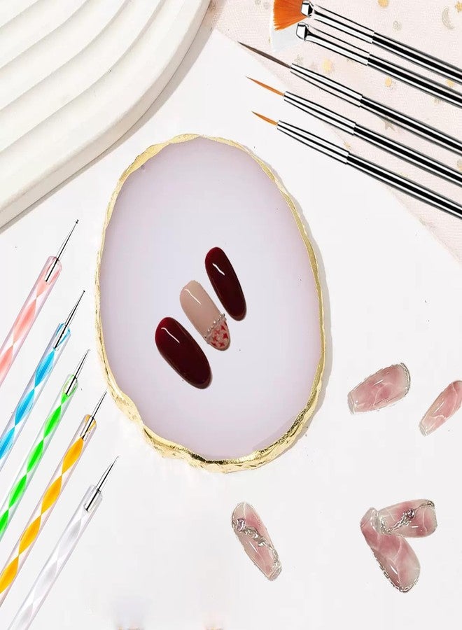 FULINJOY 21Pcs Nail Art Design Tool Kits - 1 Resin Nail Art Palette, 5 Nail Art Dotting Pens, 15 Nail Art Brushes, Nail Polish Mixing Palette Double-Ended Dotting Pen Nail Liner Nail Drawing Brushes - Image 5