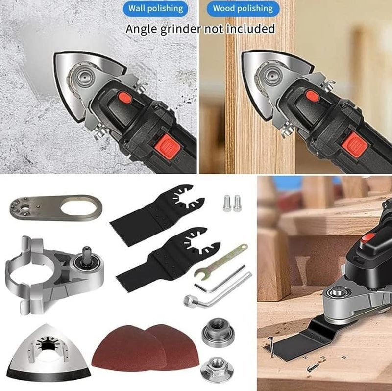 Hetkrishi Oscillating Multi Tool Attachment For Angle Grinder with 5 pc Cutting Blades Polishing Sandpaper Accessories Oscillating Adapter Tool Kit - Image 2
