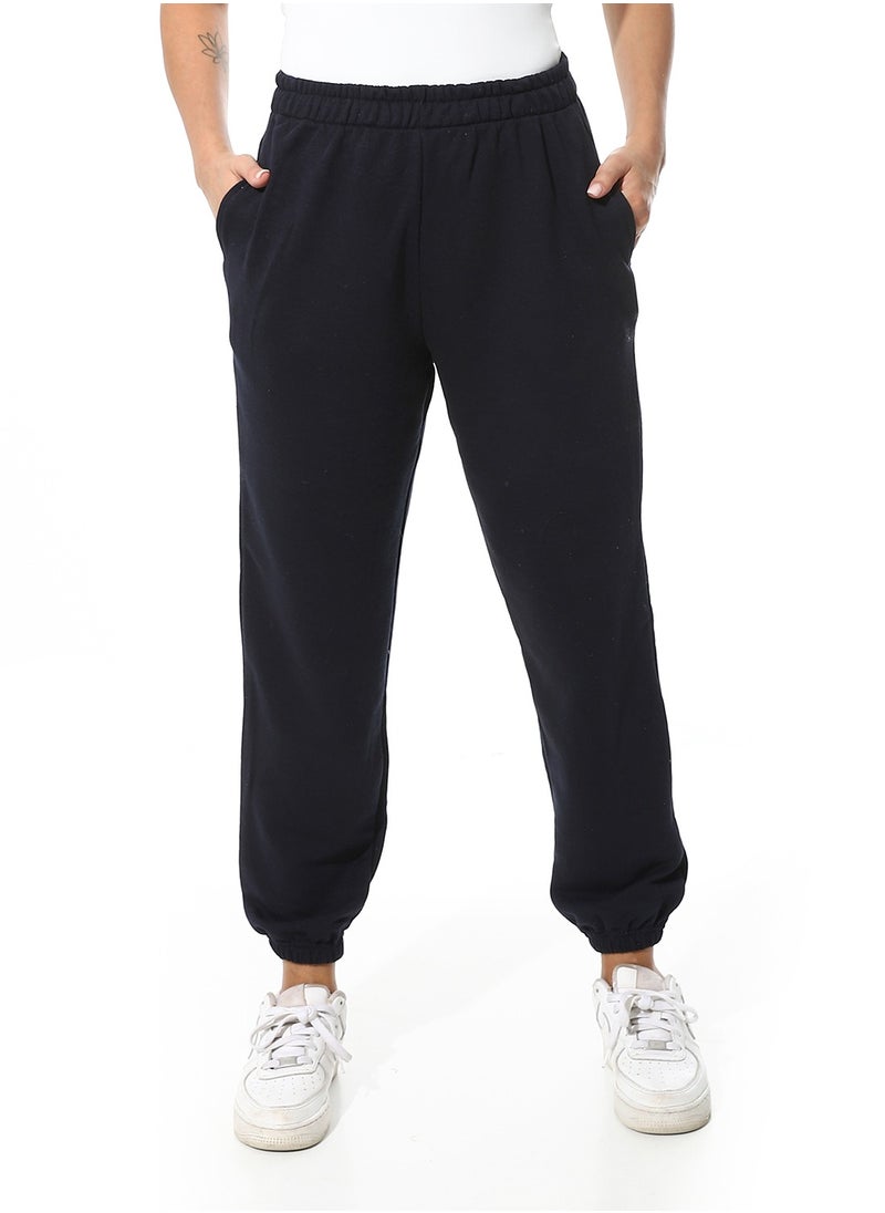Andora - Elastic Waist Plain Pants _ Navy Blue - Image 1