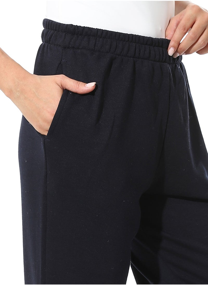 Andora - Elastic Waist Plain Pants _ Navy Blue - Image 1