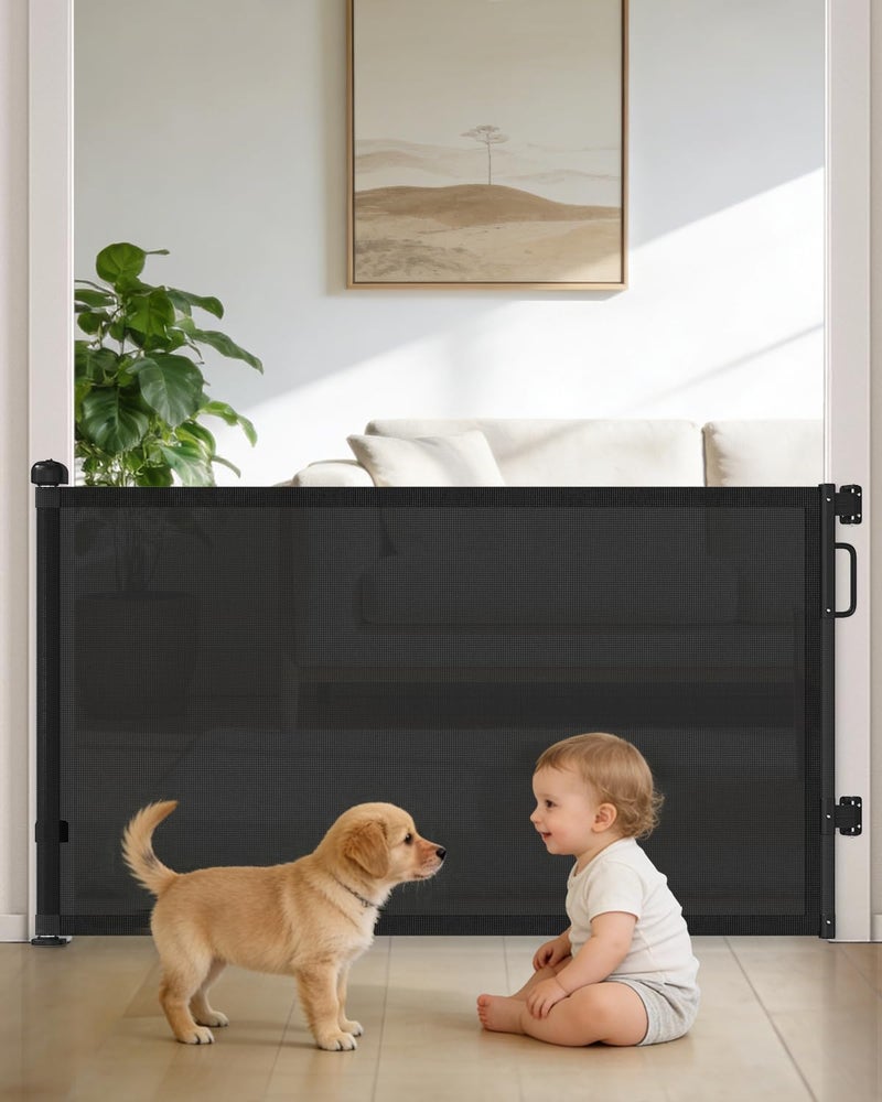 cideny Retractable Baby Gates for Doorways 58 Extra Wide Mesh Child Dog Gate for Stairs 34 Tall Toddler Pet Gate Indoor and Outdoor Easy Install Essential for Home Safety Black - Image 2