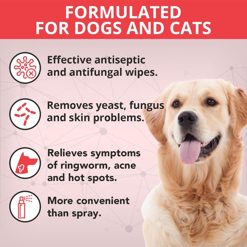 NOVEHA 120PCs XL Formulated Pet Wipes for Dogs & Cats - Safe for Facial & Finger Folds, Underarms, Groin, Hot Spots, Redness & Skin Relief, On-the-Go Size 5.5" x 7" - Image 2