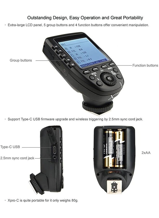 Godox - Godox Xpro-C TTL Wireless Flash Trigger Compatible for Canon EOS Cameras, Support 1/8000s HSS, 5 Dedicated Groups Buttons, Large Dot-Matrix LCD Display - Image 1