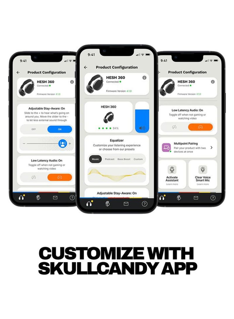 Skullcandy Hesh 360 Wireless Over-Ear Bluetooth Headphones, Up to 100 Hours Battery, Noise Isolating Fit, Flat-Folding Collapsible Design, Microphone iPhone Android - Bone Bone - Image 5
