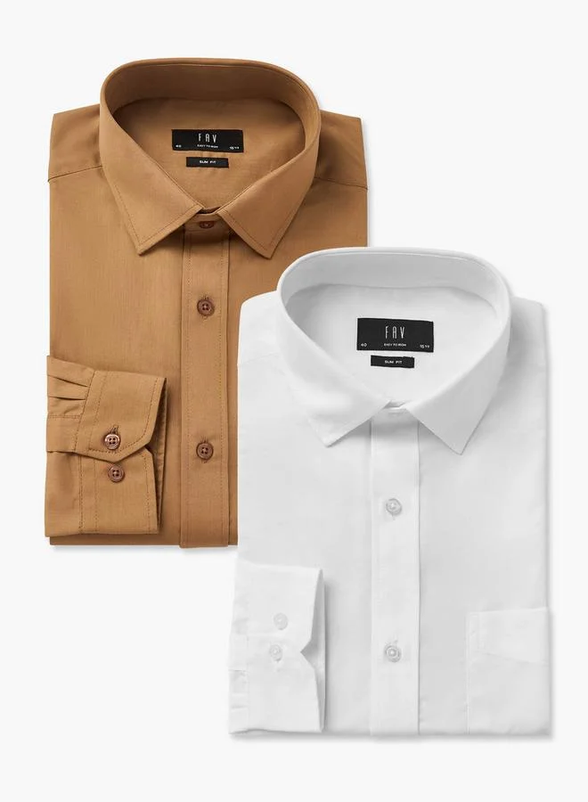 Splash FAV Set of 2 - Men Slim Fit Collared Long Sleeves Shirt