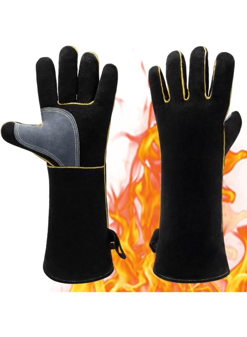 Cobest Leather Welding Gloves, 16 Heat & Fire Resistant Safety Mitts, Heat Resistant Fire Resistant, Long Sleeve Insulated Lining for High Temperature Work/Welding/Gardening/Oven/Grill/Fireplace/Baking - Image 5
