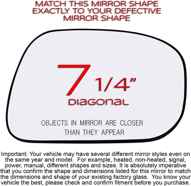 Rugged TUFF Passenger Right Side Mirror Glass Assembly (Non-Heated) for 2002-2006 Toyota Camry - Image 2