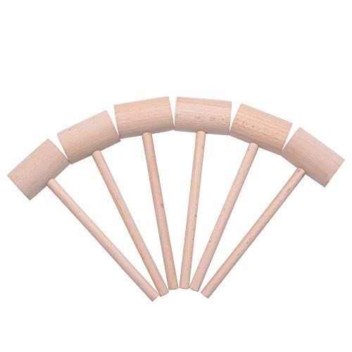 DOMG 6 Pcs Wooden Crab Lobster Mallets Seafood Hammers, Solid Natural Beechwood - Image 1