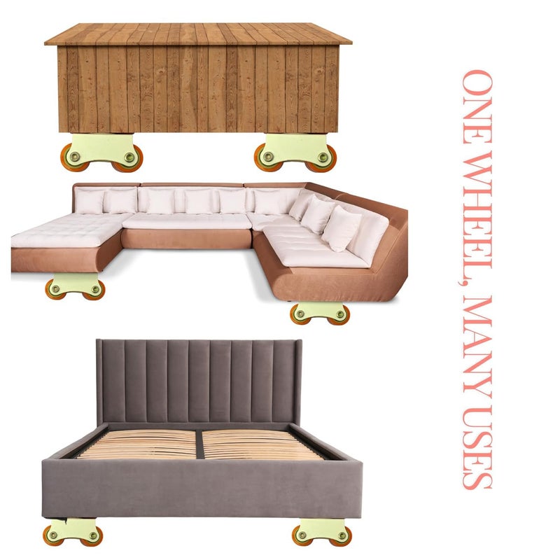 THOISEWELT Caster Wheel 6 Tyre Sound Proof Rolling Tyre Sofa Bed Kabat Table Trolly 250kg Medium Wight Load Capcity Orangle Color Pack Of 4 - Image 3