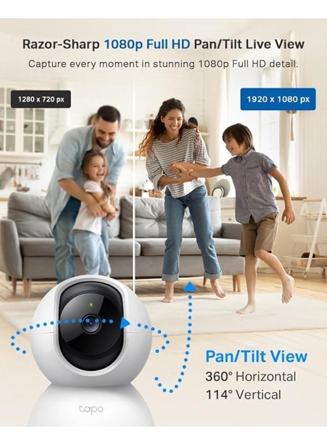 Tapo C210 Pan/Tilt Smart Security Camera, 1080p Full HD Indoor Wi-Fi CCTV with 360° Rotational View, 2-Way Audio, Night Vision - Image 3