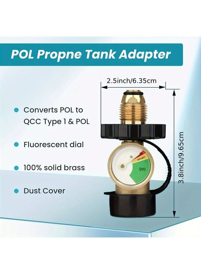 Yellow Propane Tank Adapter Converts LP to QCC1 Type1 with Gauge Old to New Connection - Image 4