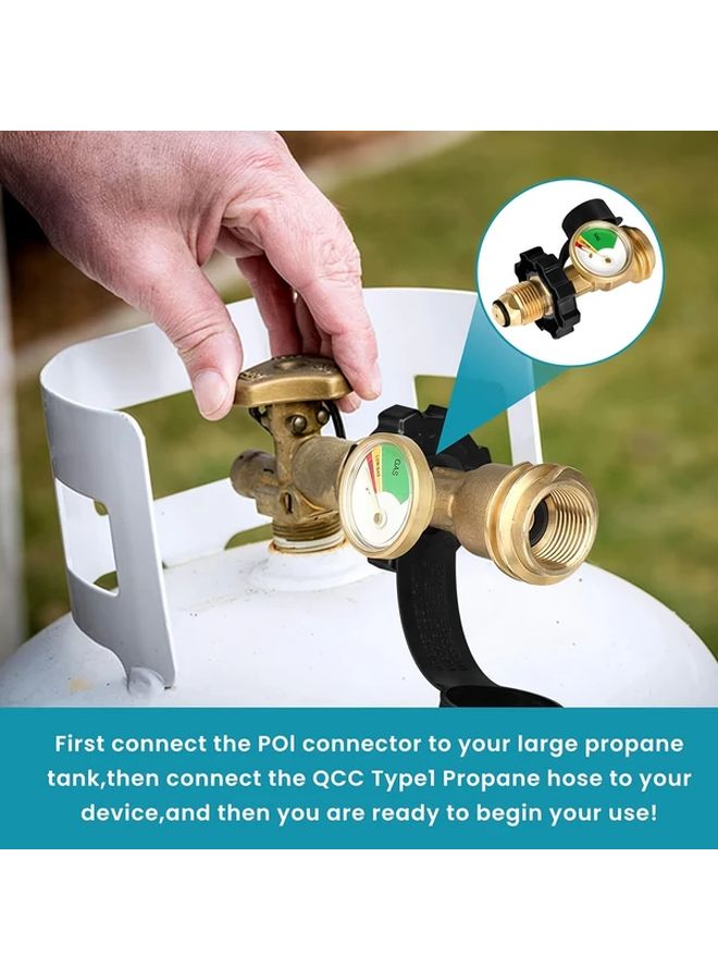 Yellow Propane Tank Adapter Converts LP to QCC1 Type1 with Gauge Old to New Connection - Image 3