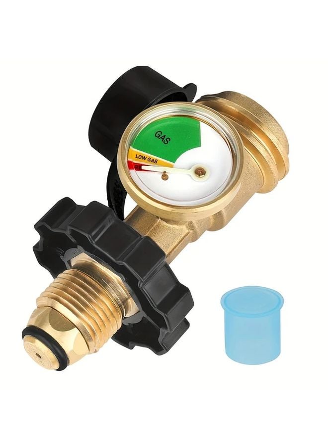 Yellow Propane Tank Adapter Converts LP to QCC1 Type1 with Gauge Old to New Connection - Image 1