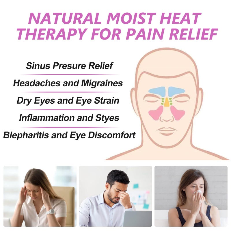 RelaxCoo Sinus Face Mask Heated for Headacheï¼ŒDry Eyes, Migraine, Sinus Pressure Relief, Warm Cold Compress, Lavander Eye Pillow Weighted for Relaxation, Sleep, Yoga, Microwavable Eye Heating Pad - Image 2