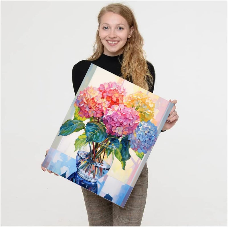 VIGEGU 4 Pack Paint by Numbers Kit for Adults with Frame,Paint by Number with Wooden Easel DIY Flower Adult Paint by Number Kits for Home Decor12x16-13.8x13.8 inch - Image 4