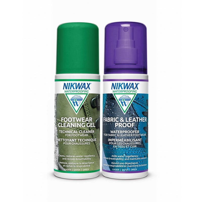 Nikwax حزمة تنظيف وت Waterproofing للأحذية من نيكواكس، 125 مل، رذاذ، يستعيد مقاومة الماء DWR، العناية بالأحذية، منظف الأحذية والأحذية، حماية من المطر، آمن لجور-تكس - Image 1